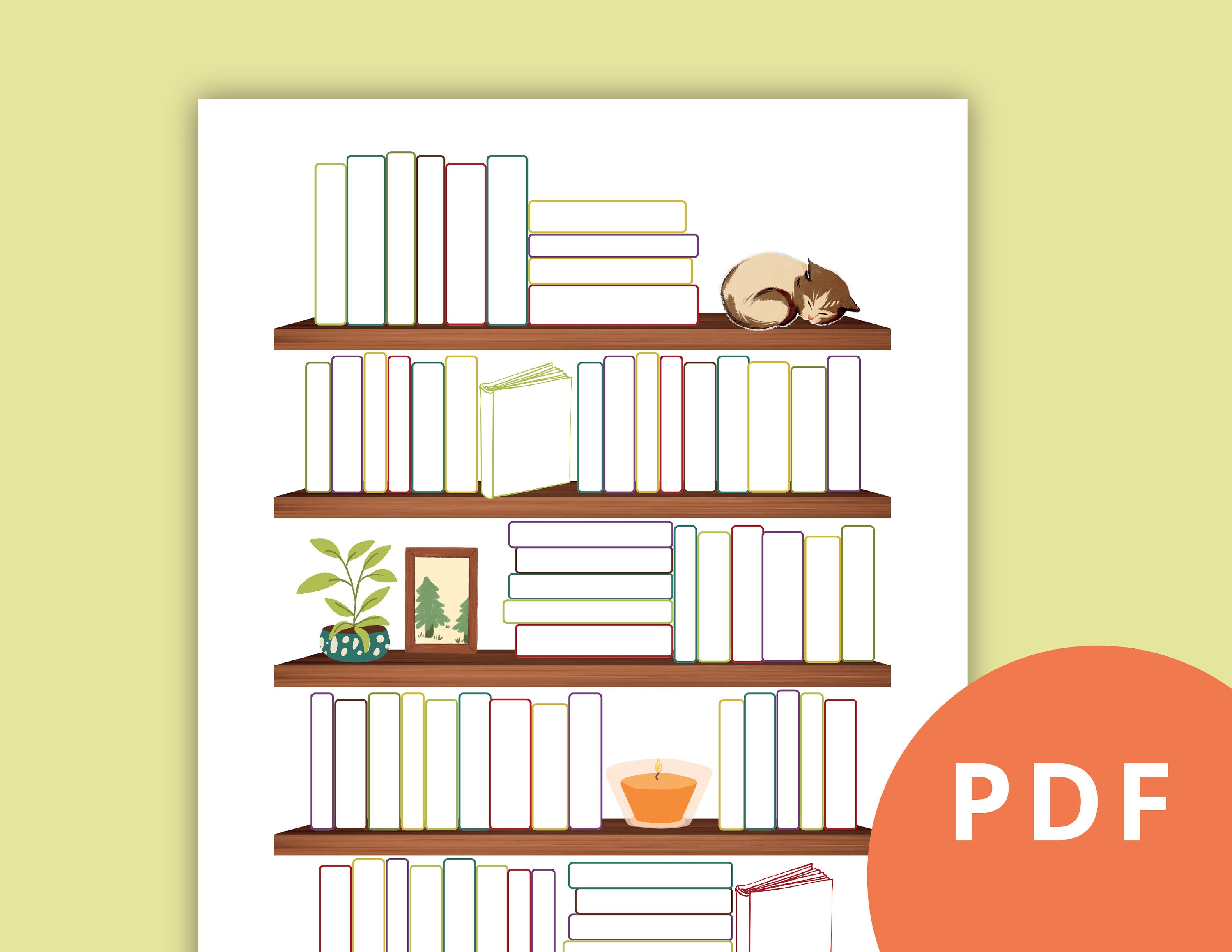 Book Shelf Reading Tracker in Color Shelf With Empty Books, Write in