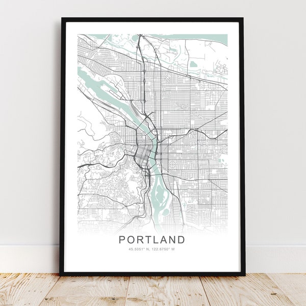Portland City Map Print, Portland Oregon Poster, Portland Wall Art, Portland City Street Map *Instant Digital Download*