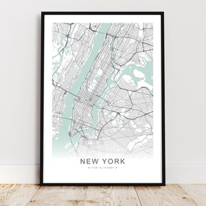 Impressão de mapa da cidade de Nova York, pôster de Nova York, arte de parede de Nova York, mapa de ruas da cidade de Nova York, *download digital instantâneo*