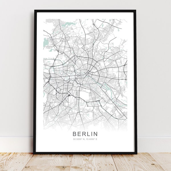 Berlin City Map Print, Berlin Germany Poster, Berlin Wall Art, Berlin Street Map, *Instant Digital Download*