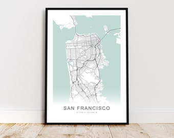 San Francisco City Map Print, San Francisco California Poster, San Francisco Wall Art, San Francisco Street Map, *Instant Digital Download*