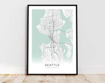 Seattle City Map Print, Seattle Washington Poster, Seattle Wall Art, Seattle Street Map, *Instant Digital Download*