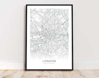 London City Map Print, London England Poster, London U.K. Wall Art, London Street Map, *Instant Digital Download*