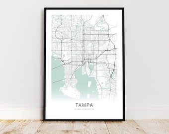 Tampa City Map Print, Tampa Florida Poster, Tampa Wall Art, Tampa Street Map, *Instant Digital Download*