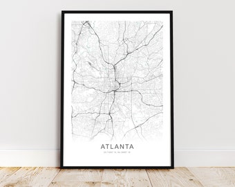 Atlanta City Map Print, Atlanta Georgia Poster, Atlanta Wall Art, Atlanta Street Map, *Instant Digital Download*