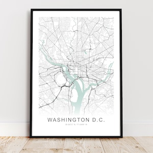 Washington D.C. Karte Print, Washington D.C. Stadt Poster, Washington DC Wandkunst, Washington D.C. Straßenkarte, * Sofortiger digitaler Download*