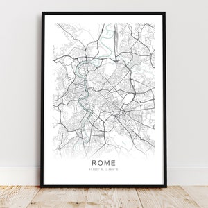 Rome City Map Print, Rome Italy Poster, Rome Wall Art, Rome Street Map, *Instant Digital Download*