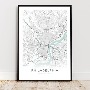 Stampa della mappa della città di Filadelfia, poster di Filadelfia Pennsylvania, arte della parete di Filadelfia, mappa stradale di Filadelfia, *Download digitale istantaneo*