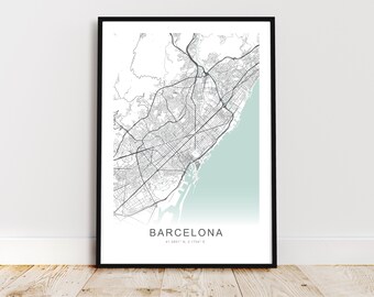 Wydruk mapy miasta Barcelona, plakat Barcelona Hiszpania, sztuka ścienna Barcelona, mapa ulic Barcelony, *Natychmiastowe pobranie cyfrowe*
