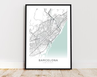 Barcelona Karte, Barcelona Spanien Poster, Barcelona Wandkunst, Barcelona Street Karte, *Instant Digital Download*