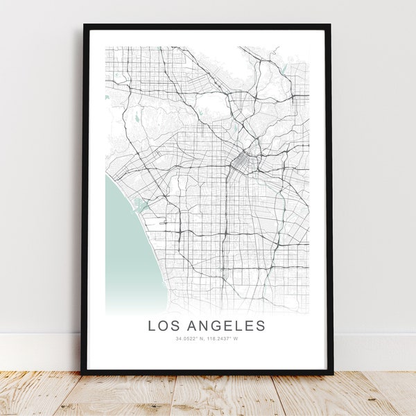 Los Angeles City Map Print, Los Angeles California Poster, Los Angeles Wall Art, Los Angeles Street Map, *Instant Digital Download*