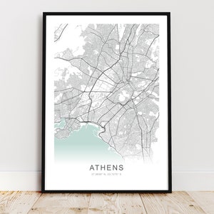 Athen City Map Print, Athen Griechenland Poster, Athen Wandkunst, Athen Straßenkarte, * Sofortiger digitaler Download*