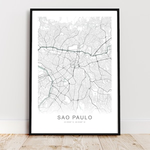 Impressão de mapa da cidade de São Paulo, pôster de São Paulo Brasil, arte de parede de São Paulo, mapa de ruas de São Paulo, *Download digital instantâneo*