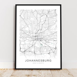 Johannesburg City Map Print, Johannesburg South Africa Poster, Johannesburg Wall Art Street Map, *Instant Digital Download*
