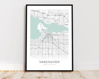 Vancouver BC City Map Print, Vancouver Canada Poster, Vancouver Wall Art, Vancouver Street Map, *Instant Digital Download*