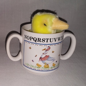 Set of 2: Once Upon A Time ABC  Alphabet Double-Handled Ceramic Mugs - Each Comes with a Stuffed Bay Goose! In Original boxes! Please Read!