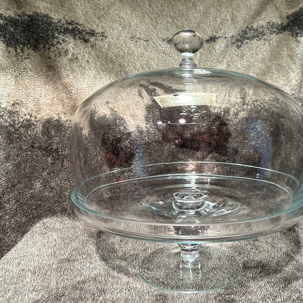 Luigi Bormioli Light and Music Romanian Crystal Hand Crafted Rounded Dome/Cloche Cake Stand with Lip on Base-STUNNING!!! A MUST Have!!! OMG!