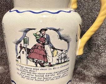 « Cruche Sea Shanty » ROYAL DOULTON en céramique peinte à la main - Années 1920 - Chants de la mer avec des marins, des mouettes et plus encore ! Veuillez lire ! Testé !