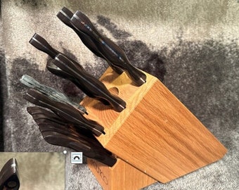 CUTCO Brand Knife set in Wood Block: 13 Cutco pieces plus wood block plus 1 Chicago Cutlery Paring Knife - COMPARE!!!!!! 15 pcs