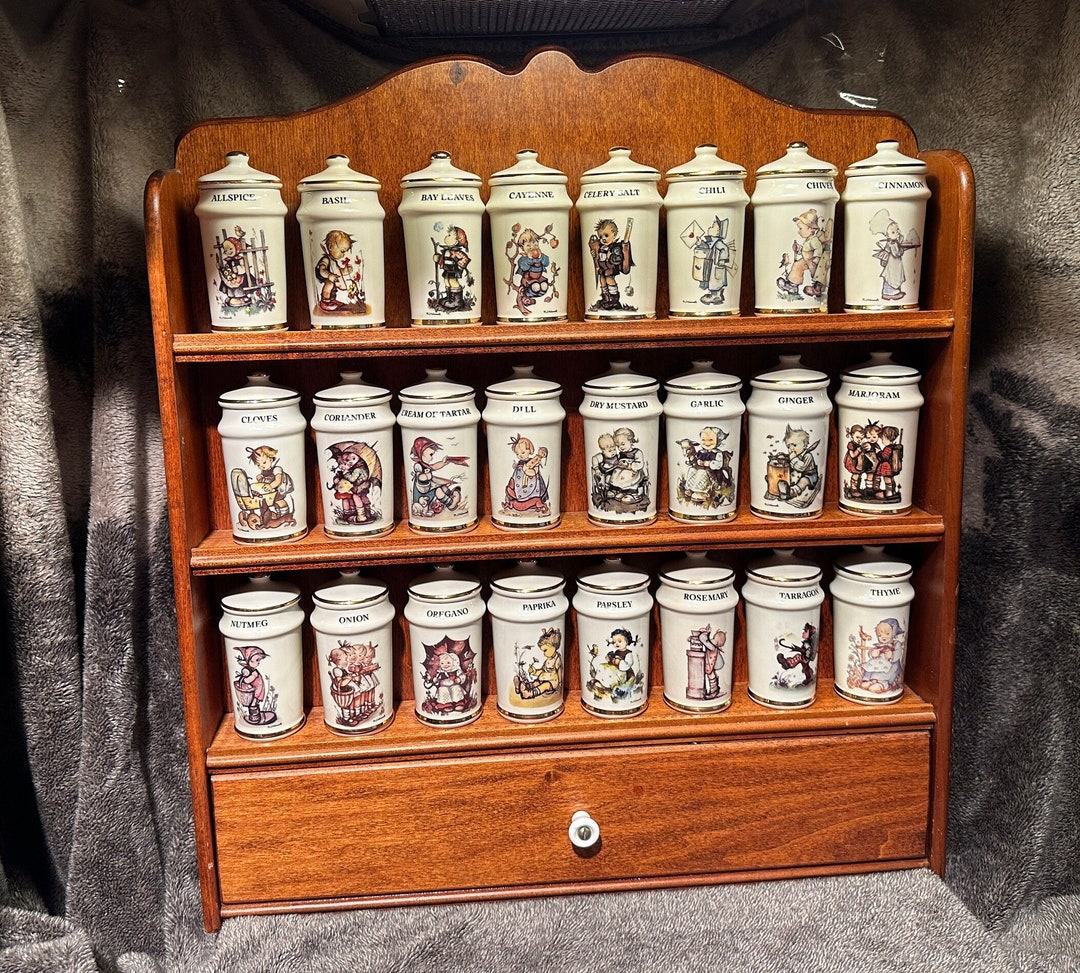 1987 Danbury Mint Hummel Spice Jars 24 With Original Wood Etsy