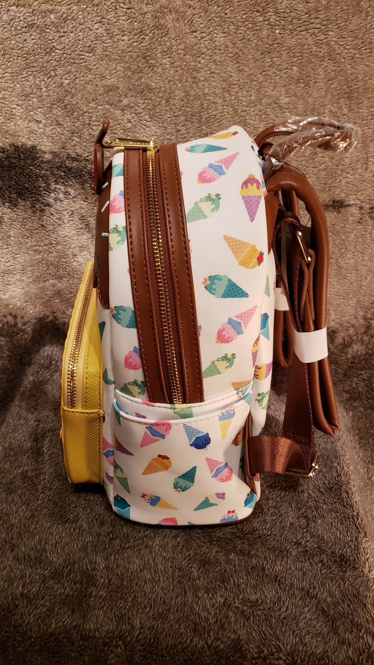 Loungefly Disney Cream and Brown Backpack Amazon.com: Loungefly Disney Mickey Mouse Ice Cream Mini  main image 2