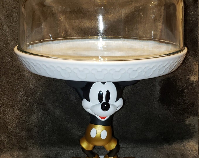 Disney Mickey Mouse Cake Stand/platter With Added Clear Glass Etsy