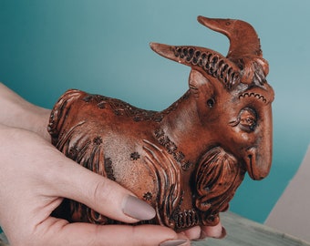 Handmade Ceramic Goat Figurine, Fine Art Ceramic Home Decor Goat Statue, Fine Art Pottery Goat Figurine, Best Friend Birthday Gift Idea