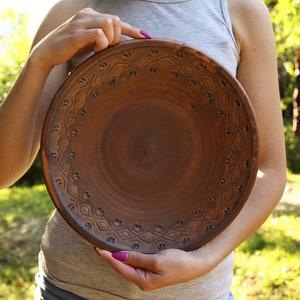 Pottery Large Plate, Handmade Pie Plate, Salad Plate, Dinner Plate, Rustic Pottery, Ceramic Dessert Plate, Handmade Pottery, Best Mom Gift