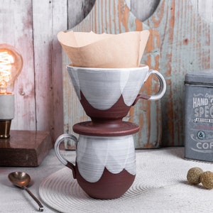 Goutteur à café en céramique, Cafetière en poterie, Verser sur le goutteur de café, Tasse à café, Cadeau meilleur ami, Cadeau d'anniversaire pour amateur de café