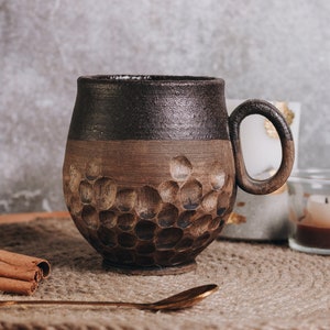 Black Handmade Ceramic Mug, Coffee Cup, Ceramic Cup, Minimalist Coffee Mug, Stoneware Cup, Tea Mug, Modern Pottery Mug, Gift For The  Home