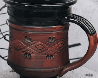 Handmade Milked Pottery Mug, Ancient Technique, Keeps Drinks Warm (700ml)