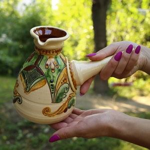 Cafetière en céramique, céramique faite main, poterie peinte traditionnellement hutsul ukrainienne unique en son genre, art ukrainien, meilleure idée cadeau, cadeau pour meilleur ami