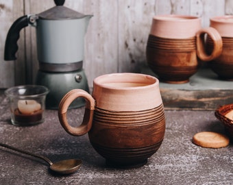 Ceramic Coffee Mug, Handmade Ceramic, Americano Mug, Pink Coffee Mug, Natural Pottery Tea Mug, Best Friend Gift, Coffee Lover Gift, Mom Gift