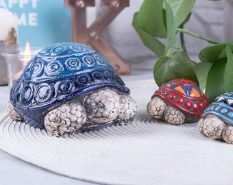 Clay Ceramic Turtle Statue, Decorative Animal Figurine, Handmade Table Figurine Turtle, Garden Statue, Pottery Sculpture, Collection Gift