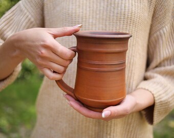 Handmade Ceramic Mug, Large Pottery Mug, Beer Mug, Natural Pottery Handmade Mug, Best Friend Gift, Large Coffee Mug, Big Tea Mug, Mom Gift