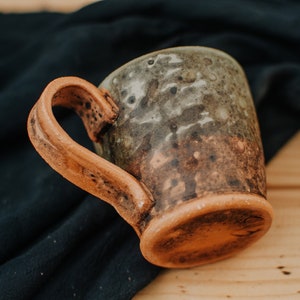 Handmade Ceramic Espresso Mug, Raku Pottery Coffee Mug, Rustic Coffee Cup, Coffee Lover Gift, Best Friend Gift Idea, Kitchen Decor Idea image 8