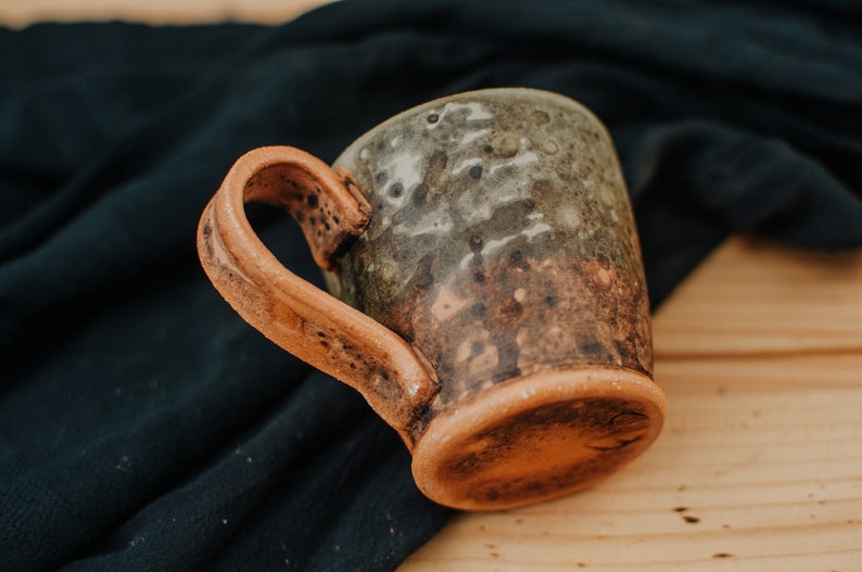 Handmade Ceramic Espresso Mug, Raku Pottery Coffee Mug, Rustic Coffee Cup, Coffee Lover Gift, Best Friend Gift Idea, Kitchen Decor Idea image 8