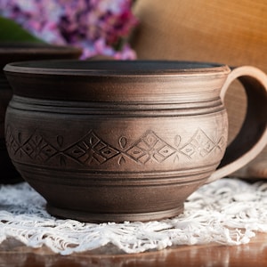 Caneca rústica de cerâmica, caneca de café/chá, decoração de prateleira estilo fazenda