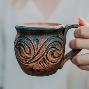 Ceramic Coffee Mug, Handmade Pottery Mug, Made In Ukraine, Stoneware Mug, Rustic, Unique Home Decor, Coffee Lover Gift, Natural, Pottery Mug