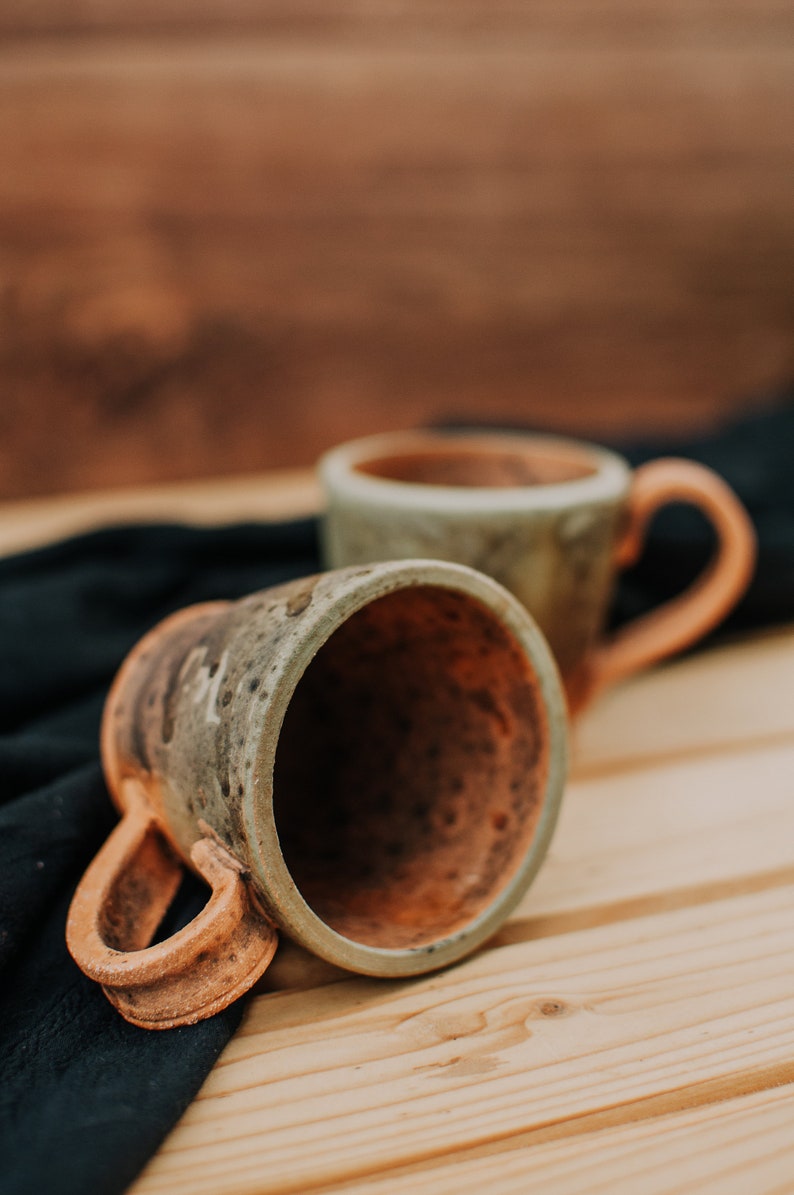 Handmade Ceramic Espresso Mug, Raku Pottery Coffee Mug, Rustic Coffee Cup, Coffee Lover Gift, Best Friend Gift Idea, Kitchen Decor Idea image 2