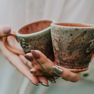 Handmade Ceramic Espresso Mug, Raku Pottery Coffee Mug, Rustic Coffee Cup, Coffee Lover Gift, Best Friend Gift Idea, Kitchen Decor Idea image 9