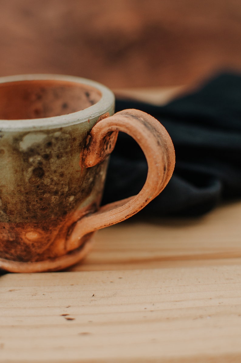 Handmade Ceramic Espresso Mug, Raku Pottery Coffee Mug, Rustic Coffee Cup, Coffee Lover Gift, Best Friend Gift Idea, Kitchen Decor Idea image 6
