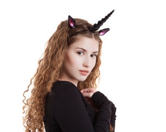 Unicorn Horn and Ears Set / Unicorn and Matching Ears / Unicorn Horn Headband / Unicorn Halloween Costume