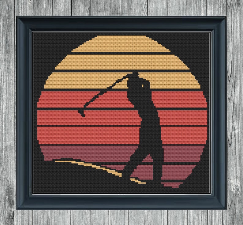 Counted Cross Stitch Printable Pattern: Golf Silhouette | Etsy