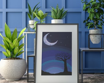 Counted Cross Stitch Printable Pattern: Goodnight Moon