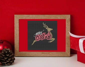 Counted Cross Stitch Printable Pattern: Christmas Reindeer