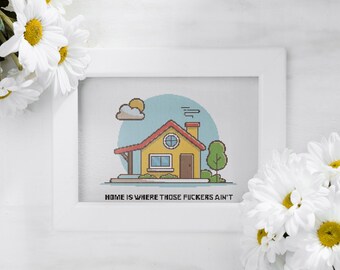 Counted Cross Stitch Printable Pattern: Home Is