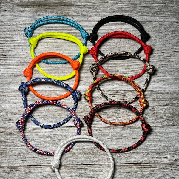 Paracord sliding knot bracelet, adjustable rope bracelets, minimalist