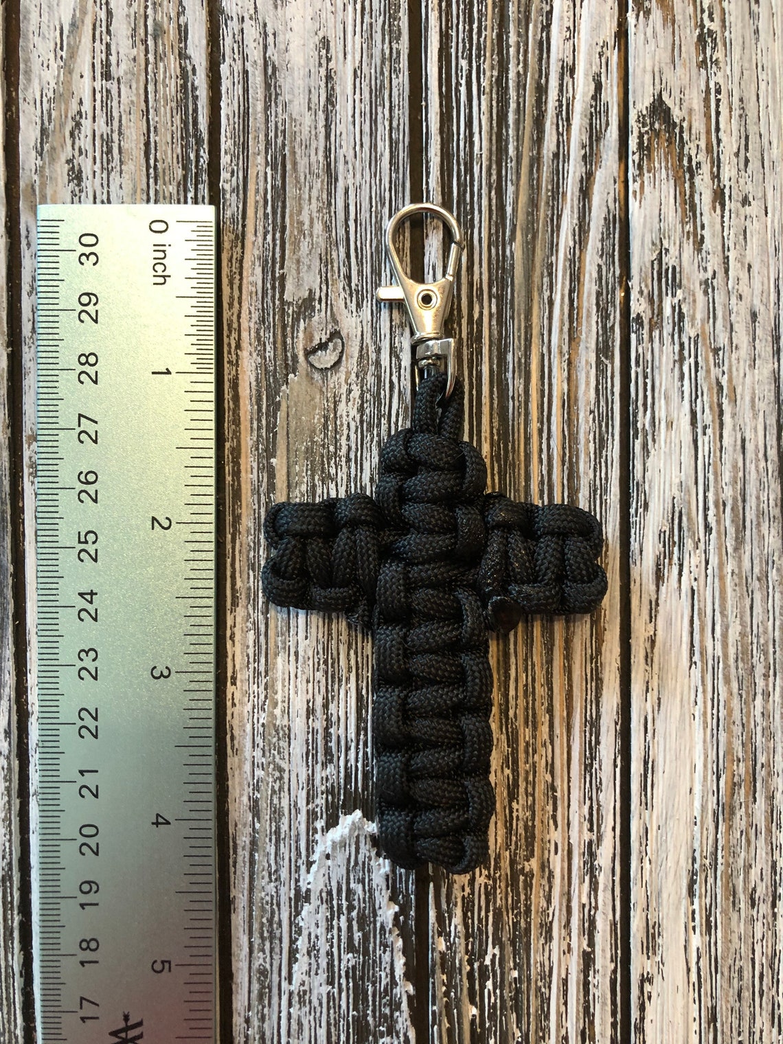 Paracord Cross Keychain Keychain Rope key chain Black Etsy