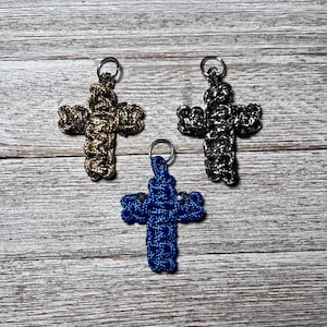 Mini Cross Keychain - Paracord Cross Keychain – Handmade Rope Cross Keychain - Durable Christian Gift, Key Fob, Faith Accessory
